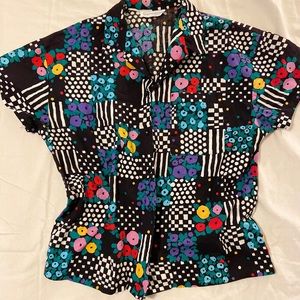 Vintage floral geometric blouse